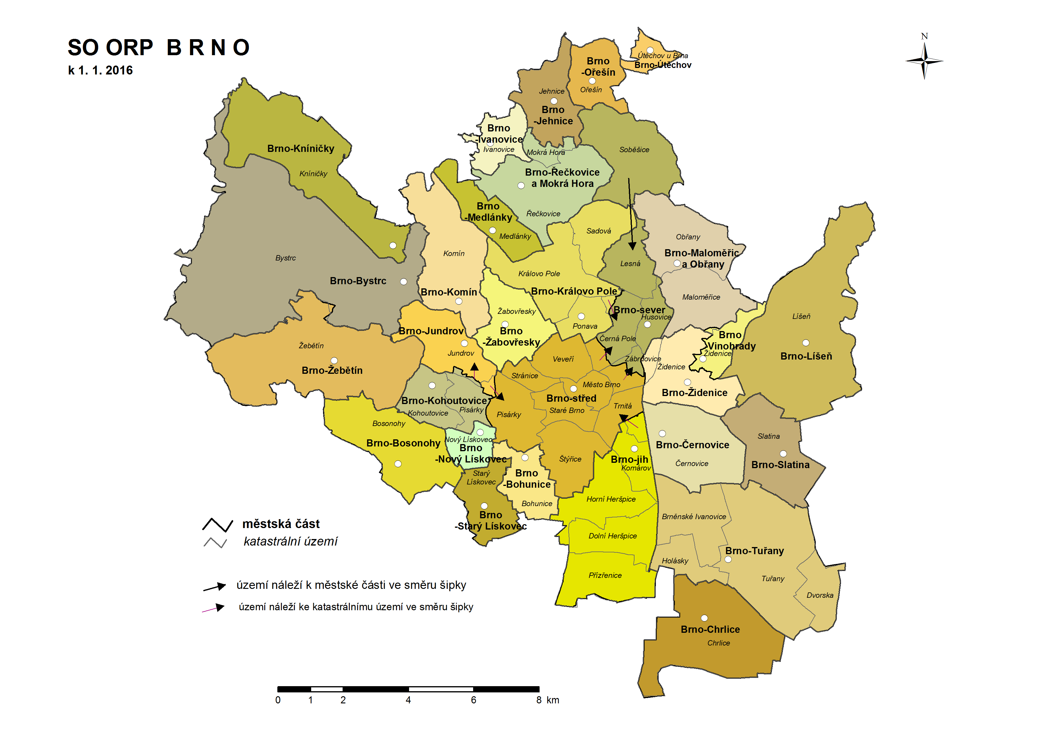 Mapa správního obvodu ORP Brno
